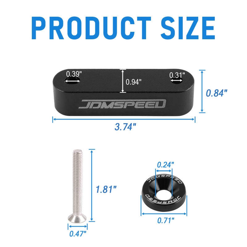 JDMSPEED فاصل غطاء محرك أسود مؤكسد 3/4" بديل لهوندا سيفيك CRX ديل سول أكورا إنتغرا - Image 4